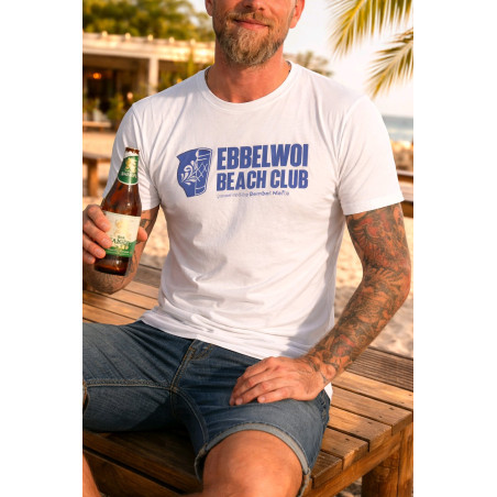 Bembel Mafia T-Shirt mit "EBBELWOI BEACH CLUB" Aufdruck T-Shirt in weiss