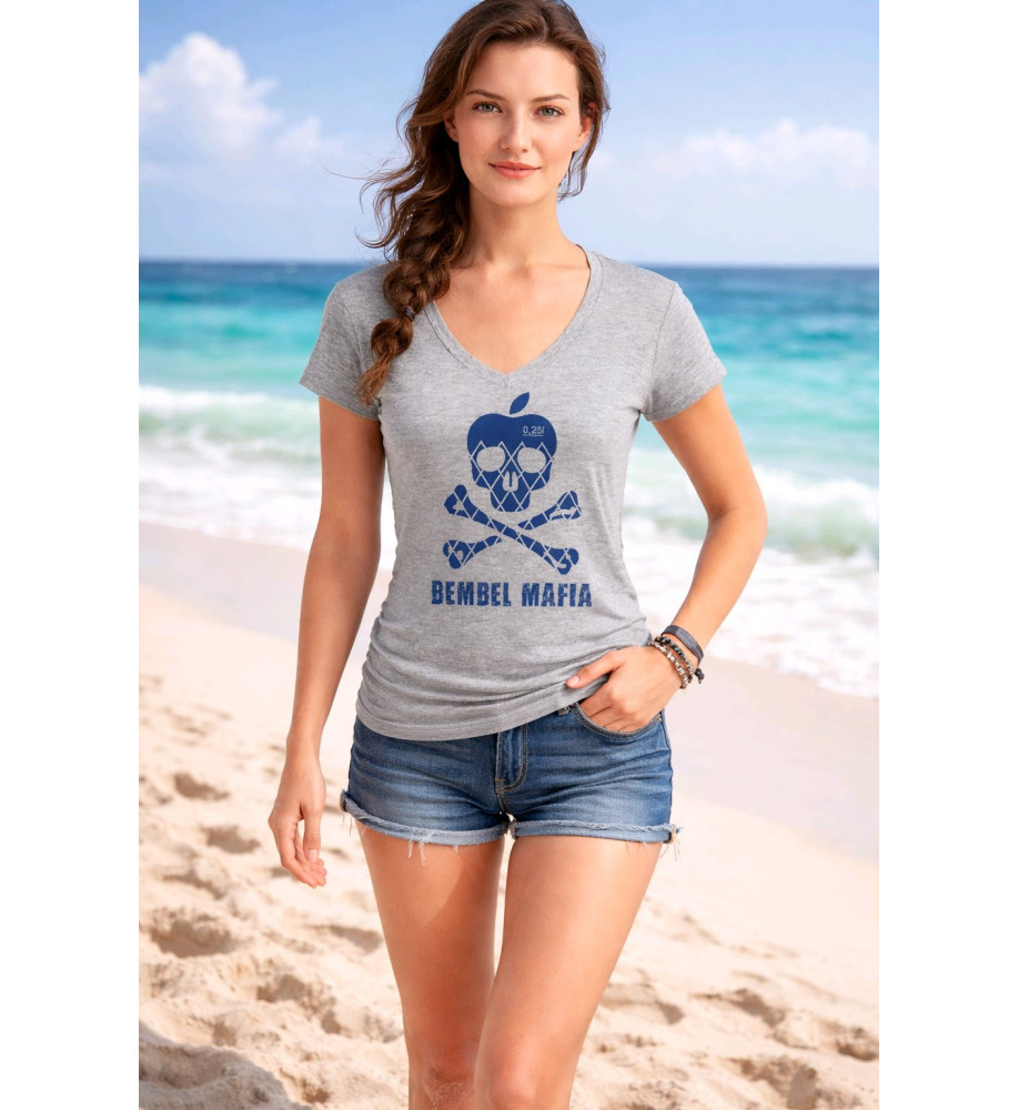 Bembel Mafia "RIPPY Totenkopf Girls" T-Shirt in Grau