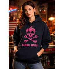 Bembel Mafia Hoody "RIPPY Totenkopf PINK" Dunkelgrau-Meliert
