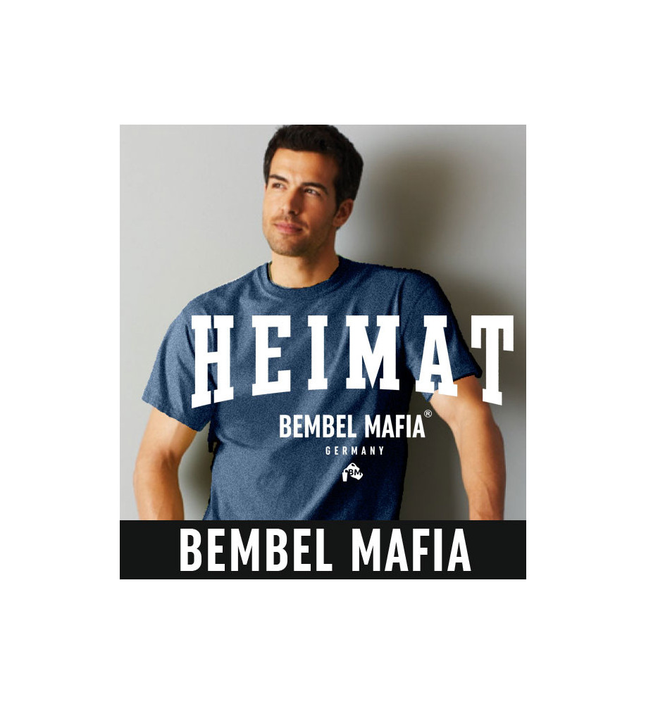 Bembel Mafia T-Shirt mit "HEIMAT" Aufdruck T-Shirt in Dunkelblau meliert