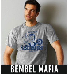 Bembel Mafia T-Shirt mit "Denn mer sinn jo alles Flaschekinner / zischt wie Ebblewoi" Aufdruck T-Shirt in Grau meliert
