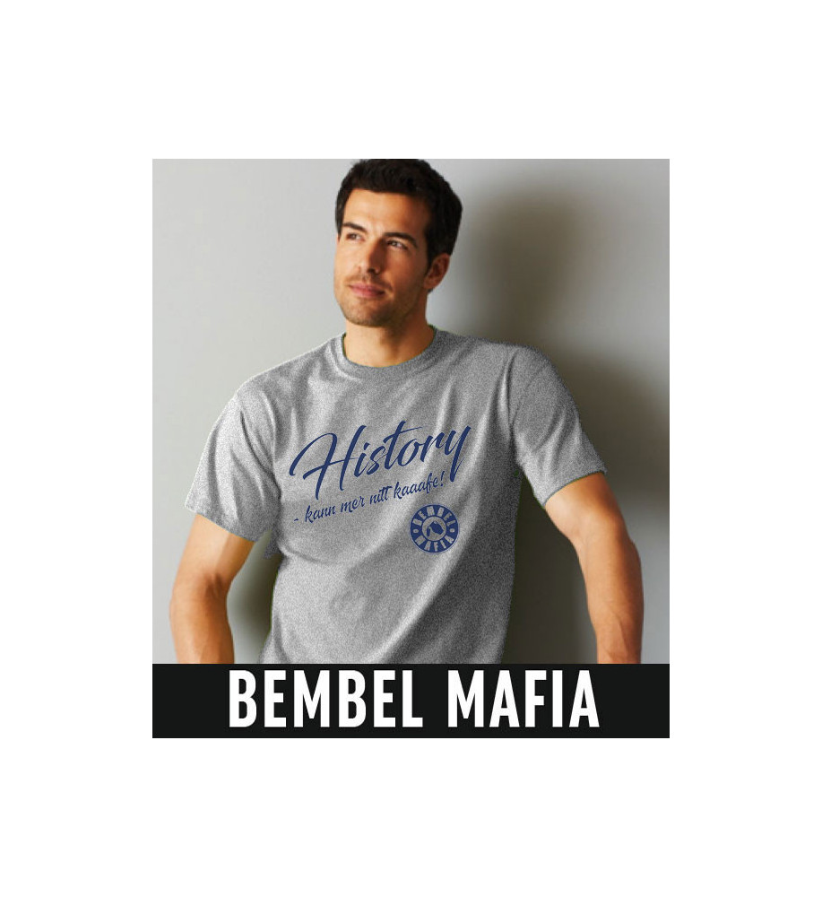 Bembel Mafia T-Shirt mit "History kann mer nit kaaafe" Aufdruck T-Shirt in Grau meliert