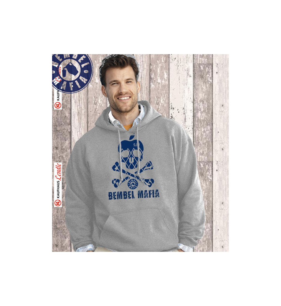 Bembel Mafia Hoodie "RIPPY Totenkopf Geripptes Apfelweinglas" in Grau Kapuzen-Sweat