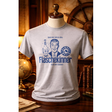 Bembel Mafia T-Shirt mit "Denn mer sinn jo alles Flaschekinner / zischt wie Ebblewoi" Aufdruck T-Shirt in Grau meliert