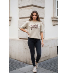 Bembel Mafia KURZ-ARM Sweat-Shirt "LOGO25" Beige